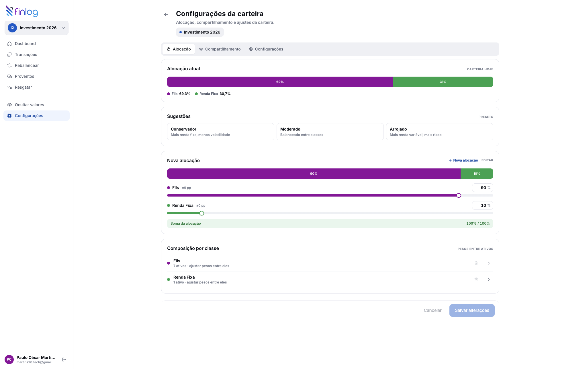 Nested allocation - classes that split into sub-allocations that split into assets.