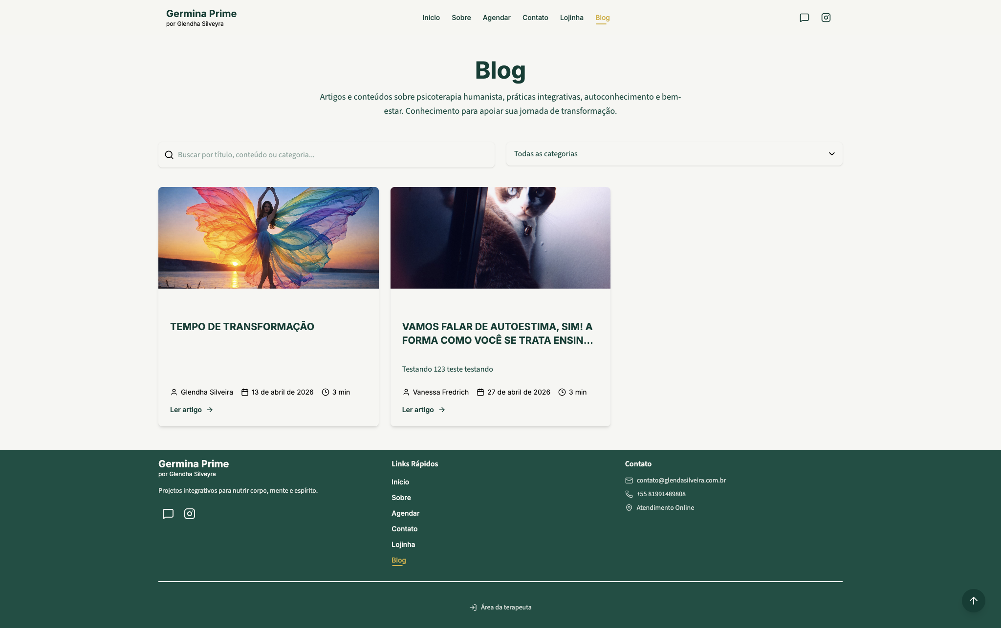 Blog - content she publishes herself, no developer in the loop.