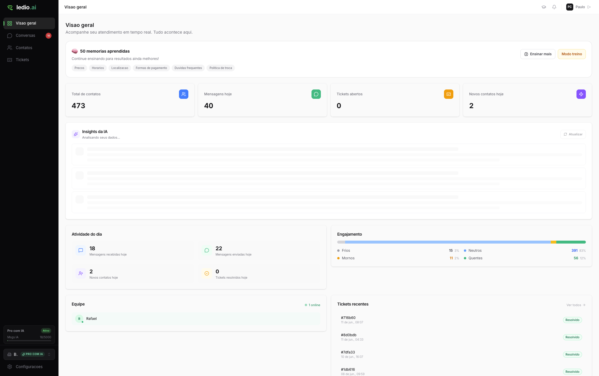 Agent setup - train the agent by conversation, no code.